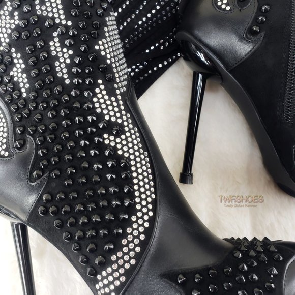 Stunning Rhinestone Stud Sexy Fringe Ankle Boots Size 10 LAST ONE - Picture 13 of 13